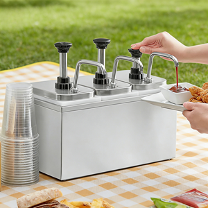 Dispensador de Salsas Comercial de Acero Inoxidable de 3L con 3 Cabezales, Dispensador de Condimentos de Triple Cabezal para Cafetería - Product Image 2