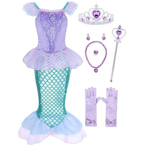 La petite sirène <span class=keywords><strong>Ariel</strong></span>-robe de soirée pour filles, tenue fantaisie, douce, pour enfants, Costume Cosplay d'halloween - Product Image 2
