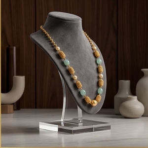 925 Silver Antique Mala Necklace with Aqua <b>Blue</b> <b>Beads</b> and Pearl Accents Traditional Ethnic Jewelry for Women - Product Image 4