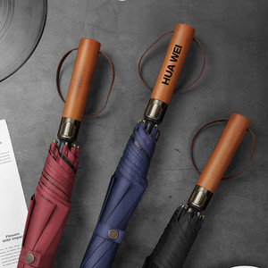 Parapluie personnalisé de 27 pouces à ouverture automatique, manche incurvé en bois, rouge vin, imperméable, cadeau d'affaires, ouverture semi-automatique, protection solaire - Product Image 5