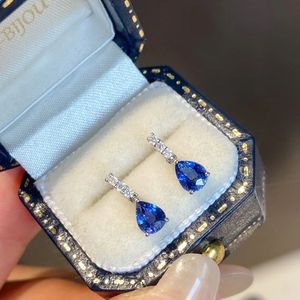 Xinfly 18K Gold Fine Jewelry Natural Sapphire Drop Shape <b>Earrings</b> <b>Cute</b> Style for Wedding Party or Gift - Product Image 4