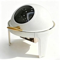 Réchaud de buffet professionnel en acier inoxydable blanc de 6 litres avec couvercle roulant pour hôtels et restaurants, idéal pour la restauration