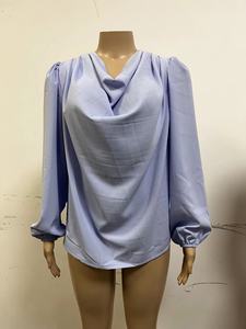 <span class=keywords><strong>Elegante</strong></span> camicetta a maniche lunghe da donna nuove magliette autunnali in tinta unita da donna camicie Casual - Product Image 5