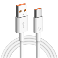 Kabel USB Type C Ponsel 6A Pengisian Cepat 3.0 untuk Huawei Kabel USB-C Pengisian Cepat Charger Kabel USB