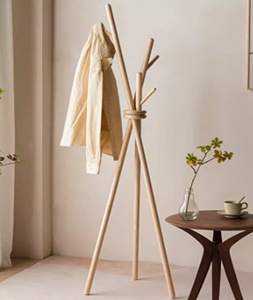 JIAMUJIA Porte-manteau sur pied en bois de haute qualité pour costumes et séchage de vêtements - Product Image 1