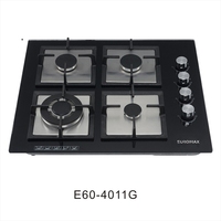 Cuisinière à gaz GPL/GN encastrable OEM/ODM d'usine, plaque de cuisson à gaz encastrable 4 brûleurs en verre pour cuisine domestique