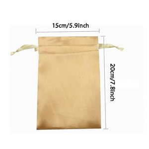 Sac en satin soyeux avec cordon 15x20cm, sac cadeau, accepte la personnalisation, sac d'emballage pour pinceaux de maquillage, lunettes, articles ménagers - Product Image 2