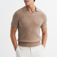Pull en laine mérinos et cachemire mélangés, tricot sport, t-shirt polo à manches courtes en laine et cachemire pour homme