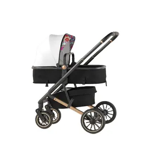 Kereta bayi dengan True Pram Mode, kursi reversibel, satu tangan lipat, penyimpanan ekstra, nampan anak