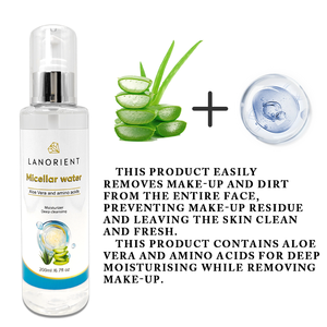 Marque privée LANORIENT <span class=keywords><strong>Eau</strong></span> micelaire naturelle à l'<span class=keywords><strong>aloe</strong></span> <span class=keywords><strong>vera</strong></span> pour le nettoyage en profondeur et hydratante pour le visage adaptée au démaquillant - Product Image 6