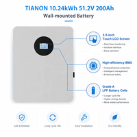 Batterie solaire hybride murale 10,24 kWh 51,2 V 200 Ah pour la maison, avec fonction de sauvegarde pour les systèmes résidentiels hors réseau (CAN)