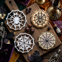 Cetakan Kue Kering Tema Jaring Laba-laba Halloween, Alat Pencetak Fondant, Pencetak Kue 3D