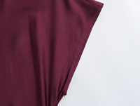 Robes longues décontractées d'été pour femmes, col rond, design élégant, couleur bordeaux, satin tendance