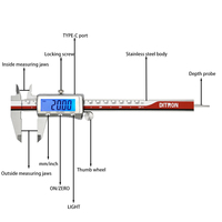 Calibre numérique électronique rechargeable DITRON Type-C 702, résolution 0,01 mm, acier inoxydable, 0-150 mm avec écran rétroéclairé