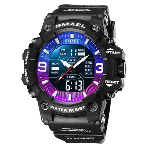 Wholesale SMAEL 8049 Men Wristwatch Resin Strap 50m Waterproof Sports Analog Electronic Quartz Digital Watch