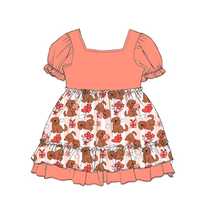 Vestido de Princesa para Niñas con Estampado de Lazo, Vestido de Verano Ecológico hasta la Rodilla con Volantes - Product Image 4