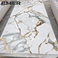 Amer High Glossy Marble Stone Panel Uv Sheet Pvc Marble Sheet pour la décoration murale