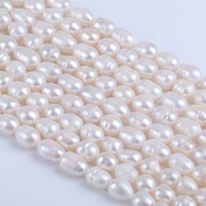 Promotion de perles de culture d'eau douce naturelles blanches filetées, 10-11 mm, en forme de mètre, perles en vrac pour accessoires de collier DIY, Zhuji - Product Image 3