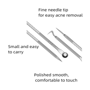 Kit d'outils anti-boutons 4 pièces en acier inoxydable, extracteur de points noirs, pince à comédons pour le nettoyage des pores du visage, professionnel - Product Image 3