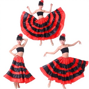 Disfraz de actuación infantil para el 1 de junio, capa de baile de torero para niña, falda tutú de poliéster sin mangas para baile latino con gran vuelo - Product Image 1