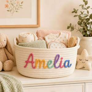Rectangle Storage Cotton <b>Rope</b> Weaving Organizer Bin Multifunctional Keepsake Gift <b>Basket</b> Nursery Decor Multi-Purpose - Product Image 1
