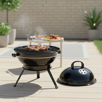 Barbecue portable au charbon de bois avec couvercle de couleur personnalisée, gril en acier noir pour le camping en plein air et les fêtes dans la cour