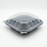 Conteneur réutilisable à base noire et couvercle ventilé transparent, résistant à la chaleur et compatible micro-ondes, avec ou sans 3 compartiments
