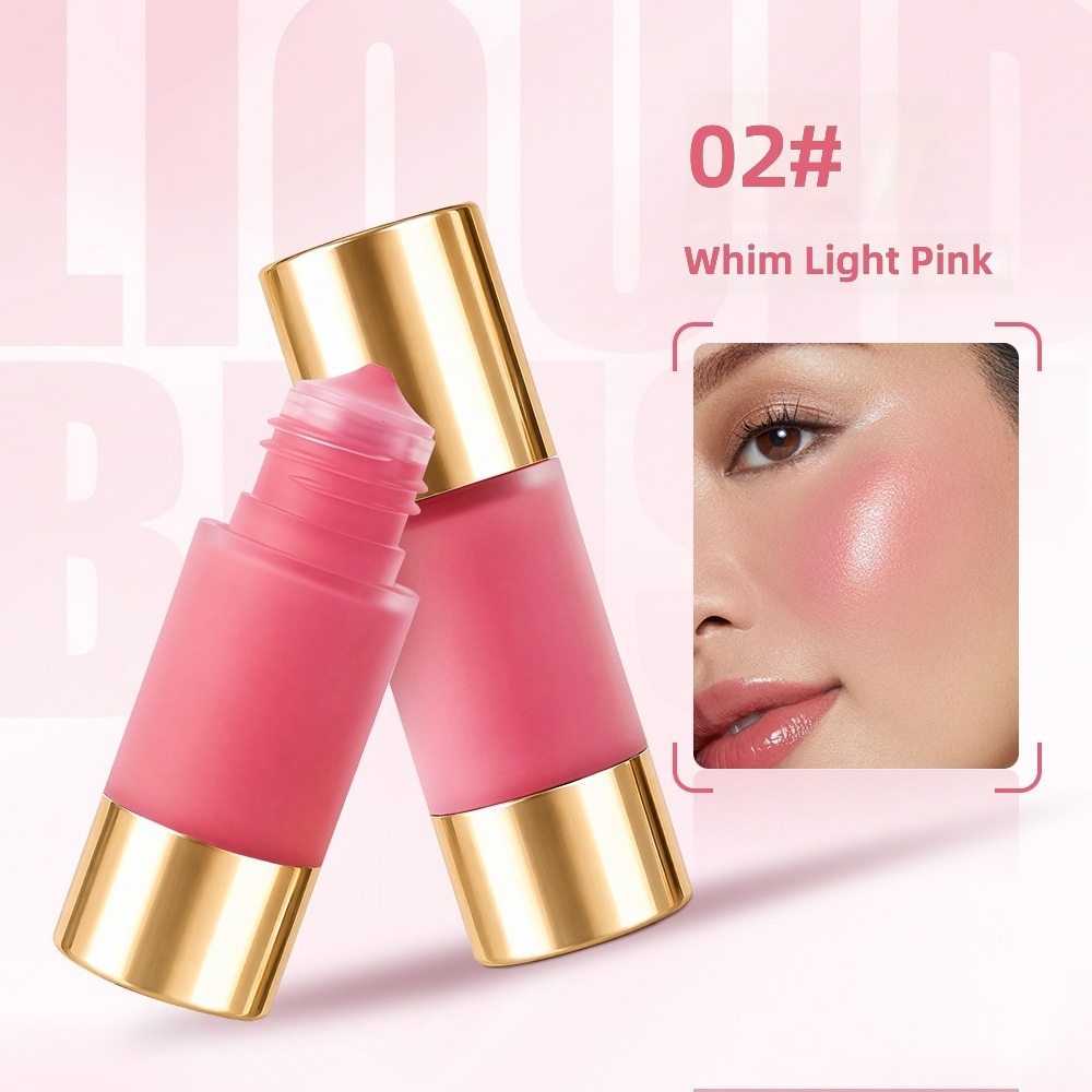 บลัชออนเนื้อลิควิด 02 ชั่วโมง สีชมพูสดใสแบบแก้ว