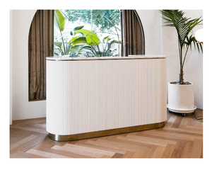 <span class=keywords><strong>Comptoir</strong></span> moderne en bois blanc avec laçage, bureau de réception en bois pour salon de beauté - Product Image 3