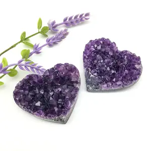 High Quality Natural Amethyst Cluster Hearts High Quality Healing Crystal New Arrival Raw Stone Heart For Decoration And Gifts