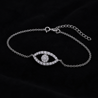 Bracelet Moissanite Yeux en Argent Sterling 925 avec Pendentif Charme, Bijou Tendance Quotidien pour Femme