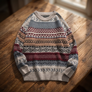 Pull-over homme en laine fine anti-plis, coupe ample, style vintage, manches classiques, collection automne-hiver africaine - Product Image 3