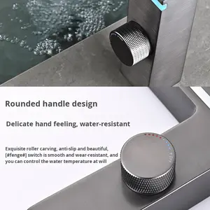 Pantalla <span class=keywords><strong>digital</strong></span> inteligente de latón, LED luz ambiental, grifo de lavabo caliente <span class=keywords><strong>y</strong></span> frío para lavabo de baño, manija de una sola rueda, montaje en cubierta - Product Image 4