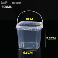 Seau carré transparent en plastique de 2 litres avec couvercle en PP, recyclable, de qualité alimentaire, pour l'eau et les aliments, vente en gros d'usine