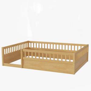 <span class=keywords><strong>Lit</strong></span> Montessori en <span class=keywords><strong>bois</strong></span> pour enfants avec porte de sécurité pour chambre, salon ou école-Construction intégrale - Product Image 4