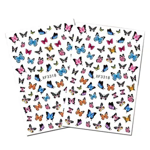 Designers Stickers Fashionable Holographic DIY Colorful Nail Stickers Decals Butterfly 3D Nail Sticker