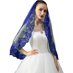 Veli da <span class=keywords><strong>Sposa</strong></span> |   Copricapo da <span class=keywords><strong>sposa</strong></span> <span class=keywords><strong>in</strong></span> pizzo glitterato con paillettes dorate con pettine |   Velo Lungo Multicolore con Bordo <span class=keywords><strong>in</strong></span> Pizzo Lunghezza Vita per <span class=keywords><strong>Sposa</strong></span> - Product Image 2