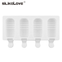 Moules à crème glacée en Silicone 4 cavités sans BPA, pour enfants, maison avec bâtonnets pour sucettes glacées