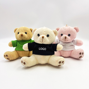 Logotipo de impresión personalizada de 4 ', regalo de recuerdo, me encanta Rusia, EE. UU., pequeño oso de peluche con camiseta, Mini llavero de felpa - Product Image 2