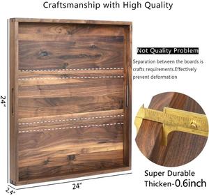 Pouf <span class=keywords><strong>Vassoio</strong></span> Extra Large <span class=keywords><strong>Nero</strong></span> Noce Vassoi di <span class=keywords><strong>Legno</strong></span> Con Maniglie - Product Image 4