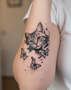 รอยสักลายแมว<span class=keywords><strong>ผีเสื้อ</strong></span>แบบเหมือนจริงน่ารักจาก Boldink ติดทนนาน 2 สัปดาห์ กันน้ำ ด้วยหมึกจากัว - Product Image 2