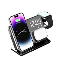 Telefoonoplader Fabrikant Draagbare 4-in-1 Draadloze Oplader Wekker Snellaadstandaard Mobiele telefoon 4-in-1 Draadloze Oplader
