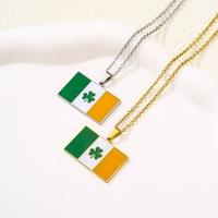 Retro Tropfenöl Irische Flagge Edelstahl-Halskette für Männer Frauen Paare St. Patrick's Day Schulanfang Neujahr Trend-Accessoire