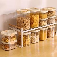 Conteneur de stockage alimentaire en plastique transparent sans BPA, empilable, hermétique, élégant, pour comptoir de cuisine, pot à céréales