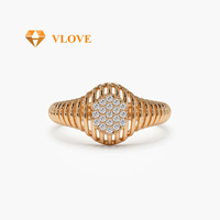 Cincin Pertunangan Berlian Buatan Laboratorium dengan Setting Vintage Emas Padat 14K 18K VLOVE untuk Wanita Perhiasan Pernikahan