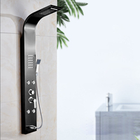 Panneau de douche commercial à jets latéraux muraux à LED numériques intelligentes noires en acier inoxydable OEM 304