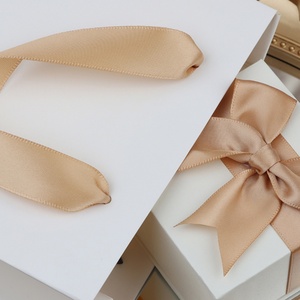 Custom Logo French <b>Champagne</b> Gold Paper Lid & Base Jewelry Storage <b>Box</b> with Bowknot - Product Image 3