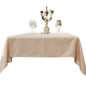 Mantel de color sólido para mesa, tela de poliéster crepé de tiro de 55x71 pulgadas, 140x180 cm, Beige, 260gsm, Rectangular, 90x132