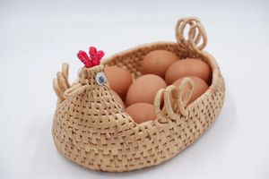 Handmade Chicken Shaped <b>Egg</b> <b>Basket</b> with Lid Water Hyacinth Woven <b>Egg</b> Holder Vintage Farmhouse Kitchen Decor Storage - Product Image 6