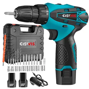 Electric Cordless Power Hammer Drill Set 12V Lithium-ion Battery Charger Brushless Motor Screwdriver